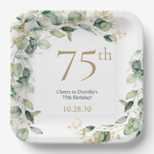 75th Birthday Eucalyptus Paper Plate