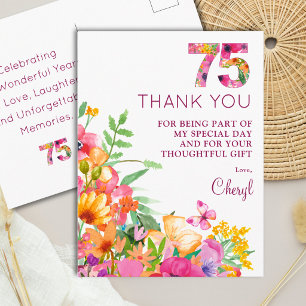 75th Birthday Floral 75 Butterfly Appreciation Postcard