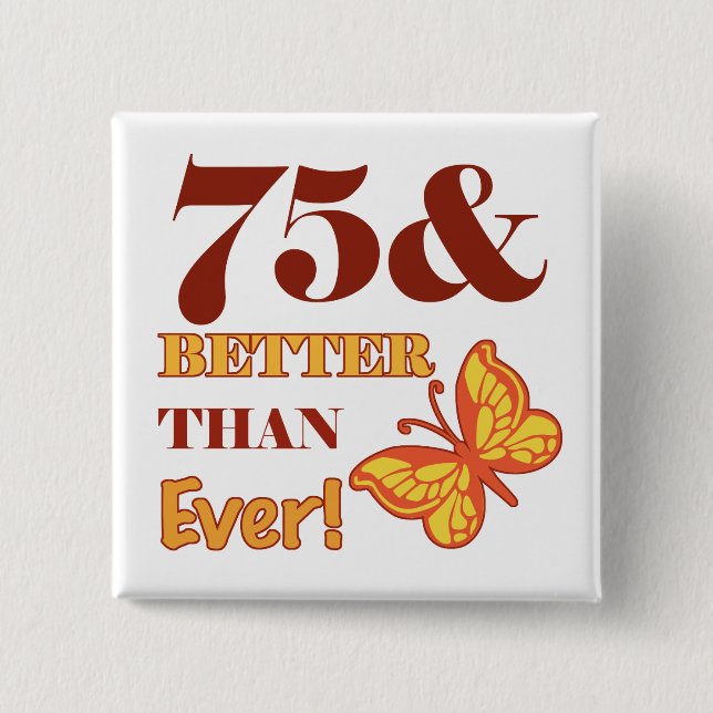 75th Birthday For Her 2 Inch Square Button (Front)