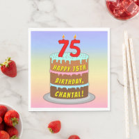 75th Birthday: Fun Cake and Candles + Custom Name