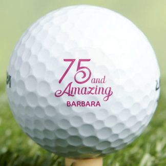75th Birthday Gift - 75 and Amazing Elegant Pink Golf Balls