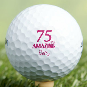 75th Birthday Gift for Friend Pink Amazing Stylish Golf Balls