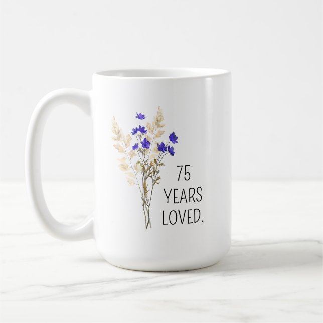 75th Birthday Gift for Women, 75th Birthday Mug, 1 Coffee Mug (Left)