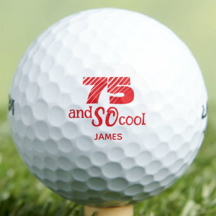 75th Birthday Gift SO Cool Orange Red Custom Golf Balls