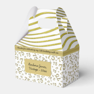 75th Birthday Gold and White Collage Pattern Favor Box