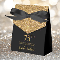 75th Birthday Gold Glitter Thank You