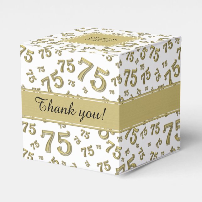 75th Birthday Gold/White collage pattern Favor Box (Front Side)
