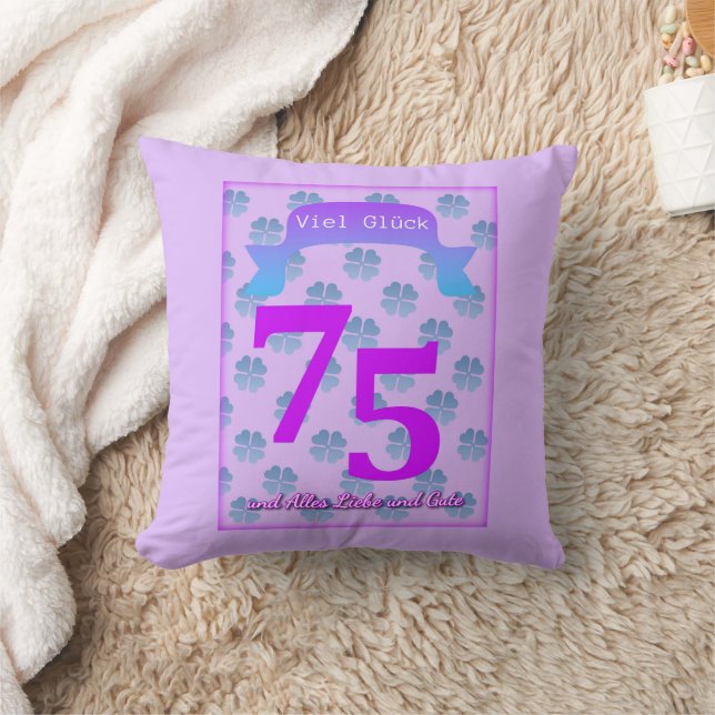 75th Birthday In German Throw Pillow (Blanket)