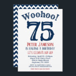 75th Birthday Invitation Mens Navy Blue<br><div class="desc">A funny and striking 75th birthday invitation for a husband,  friend,  father or grandad.</div>