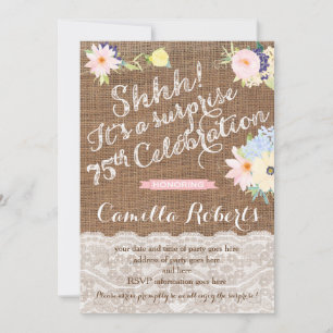 75th birthday invitations, surprise party invites