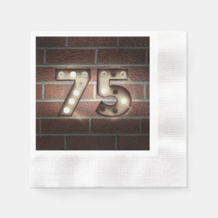 75th birthday marquee sign on brick wall napkin