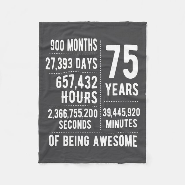 75th Birthday Men Women Funny 75 Years Old  Fleece Blanket (Front)