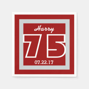 75th Birthday Modern Geometric Square Frame Napkin