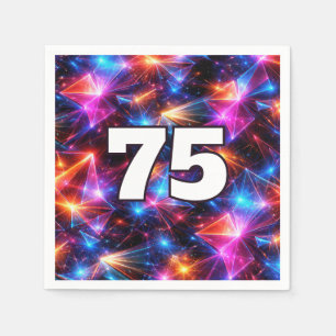 75th Birthday Neon Polygon Abstract  Napkin