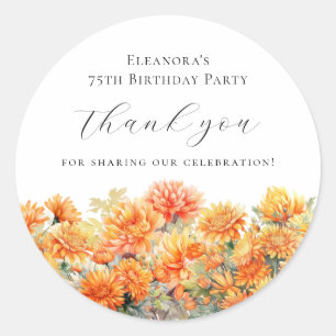 75th Birthday November Birth Flower Thank You Classic Round Sticker