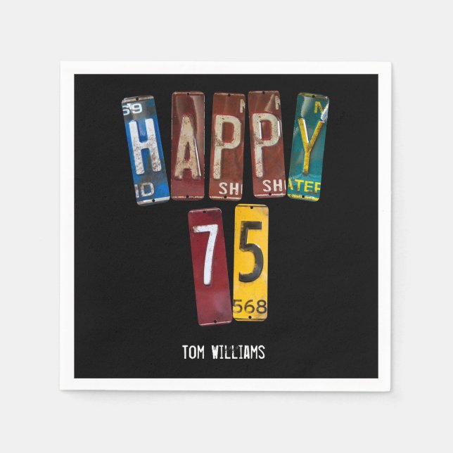 75th Birthday old license plate collection Napkin (Front)
