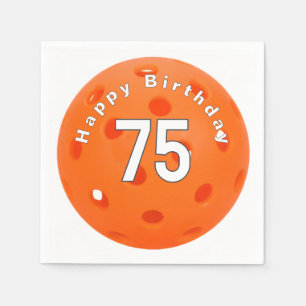 75th Birthday Orange Pickleball Napkin