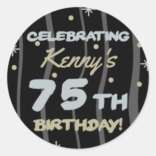 75th Birthday Party Add Your Name Classic Round Sticker