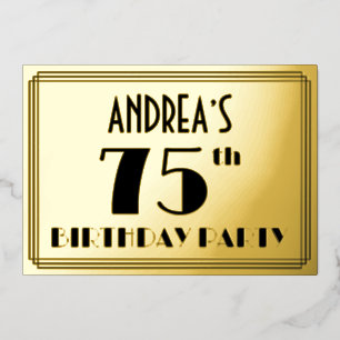 75th Birthday Party — Art Deco Look “75” + Name