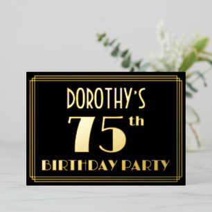 75th Birthday Party: Art Deco Look “75”, w/ Name
