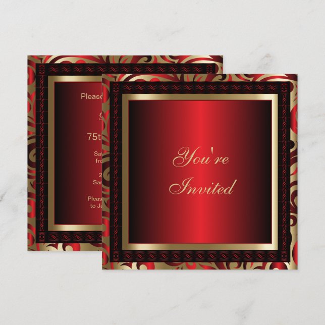 75th Birthday Party | DIY Text Invitation (Front/Back)