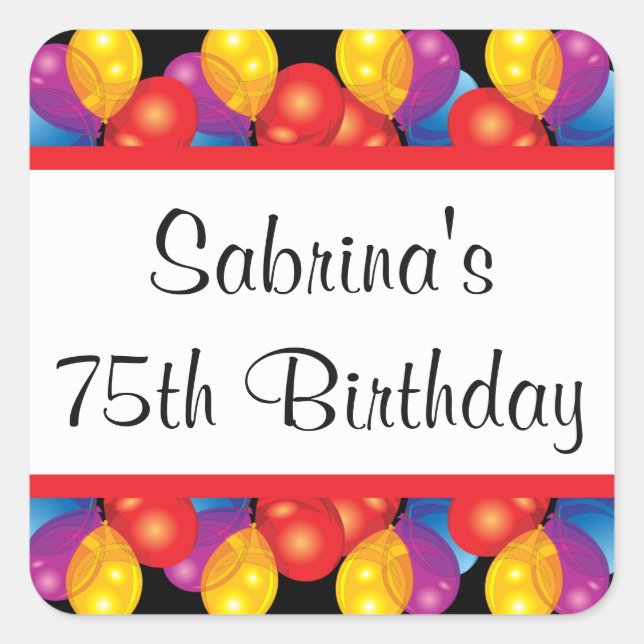 75th Birthday Party | DIY Text Square Sticker (Front)
