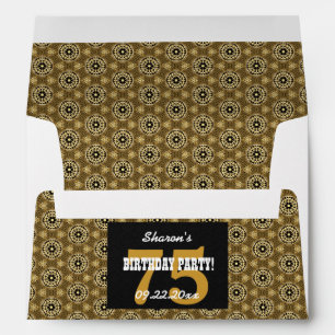 75th BIRTHDAY PARTY For Her Black and Gold Z03 Envelopes