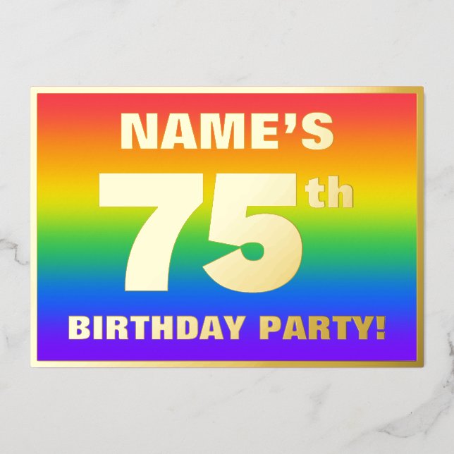 75th Birthday Party: Fun, Colourful Rainbow Patter (Front)