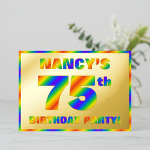 75th Birthday Party — Fun, Rainbow Spectrum “75”