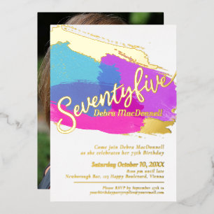 75th Birthday party gold photo bright abstract art