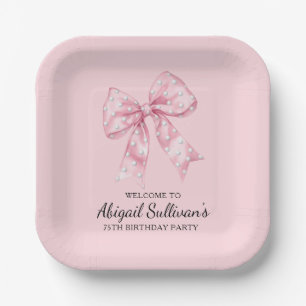 75TH Birthday Party Golf Theme Pink Bow Golf Ball Paper Plate