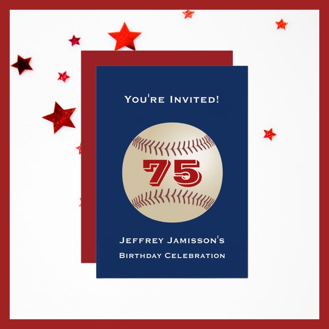 75th Birthday Party Invitation Baseball (Creator Uploaded)