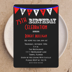 75th Birthday Party Invitation Bunting