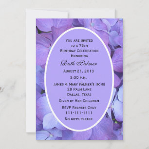 75th Birthday Party Invitation Hydrangea
