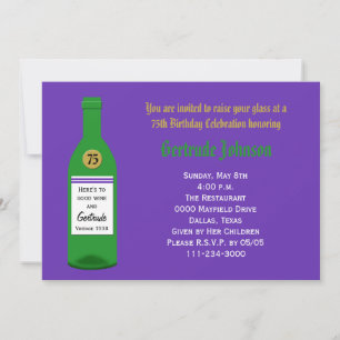75th Birthday Party Invitation Purple