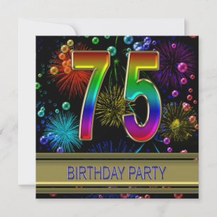 75th Birthday party Invitation with bubbles