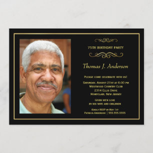 75th Birthday Party Invitations - with photo