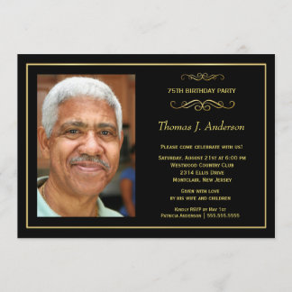 75th Birthday Party Invitations - with photo