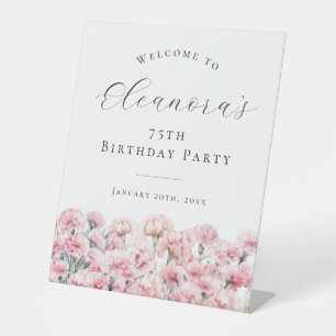 75th Birthday Party January Birth Flower Welcome Pedestal Sign