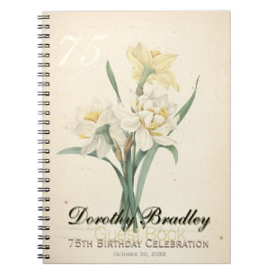 75th Birthday Party Narcissus Custom Guest Book