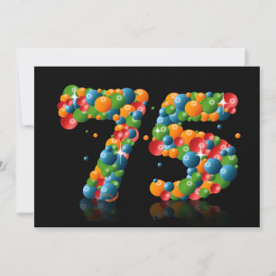 75th Birthday party, with bubbles and balls Invitation