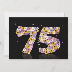 75th Birthday party, with flowered letters Invitation