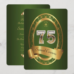 75th,birthday party woman man,elegant colour invitation