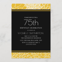 75th Birthday Party Yellow White Black Floral
