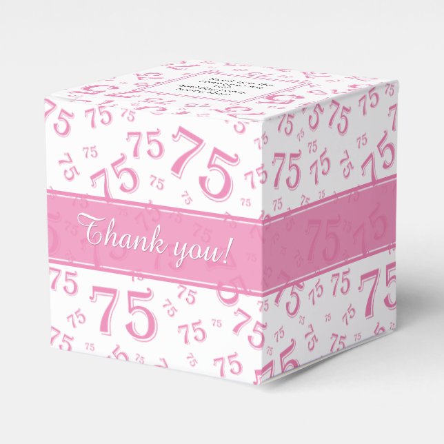 75th Birthday Pink/White Number pattern Favor Box (Front Side)