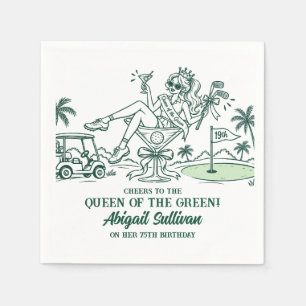 75th Birthday Queen of the Green Golf Cocktail Napkin