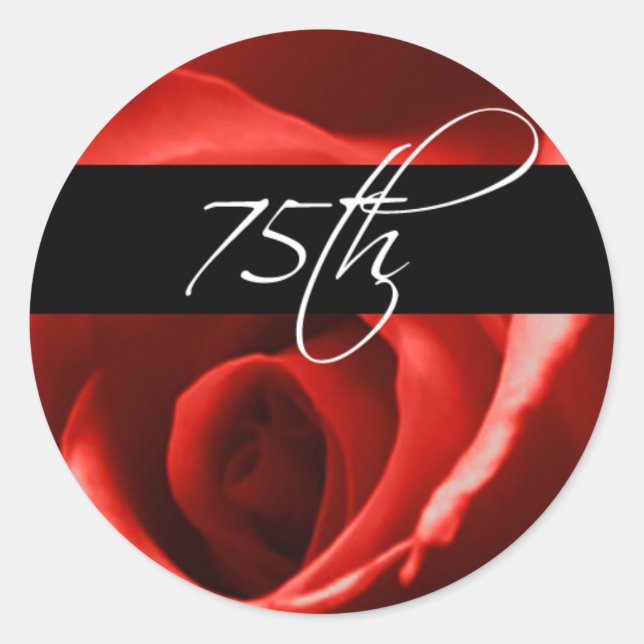 75th Birthday Rose | 75th Corporate Anniversary Classic Round Sticker (Front)