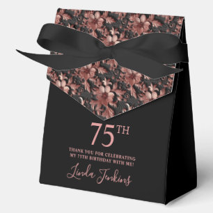 75th Birthday Rose Gold Floral Thank You  Favor Box
