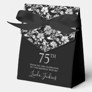 75th Birthday Silver Floral Thank You  Favor Box