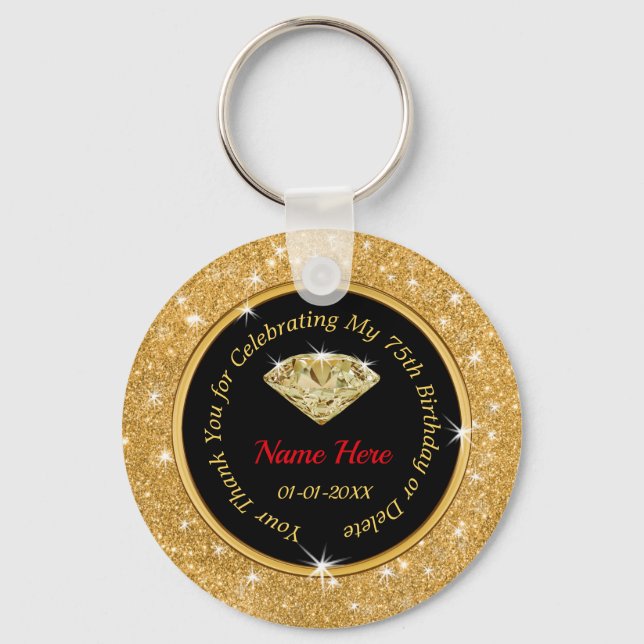 75th Birthday Souvenirs Ideas Personalized for Her Keychain (Front)